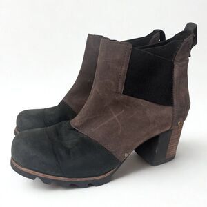 Sorel Addington Chelsea Boot Waterproof Leather Tobacco Brown/Black Womens 9.5